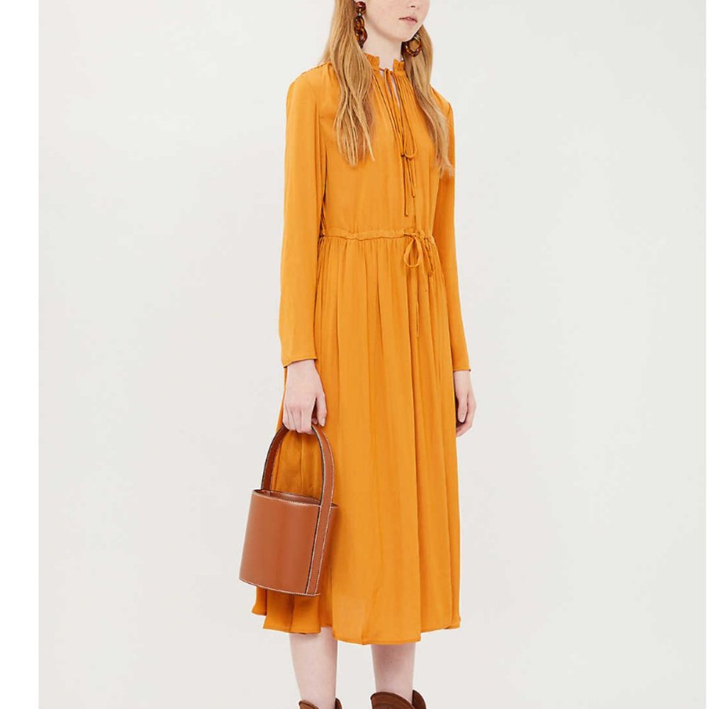 Maje Rouge Shirred Drawstring Midi Dress - Picture 2 of 5